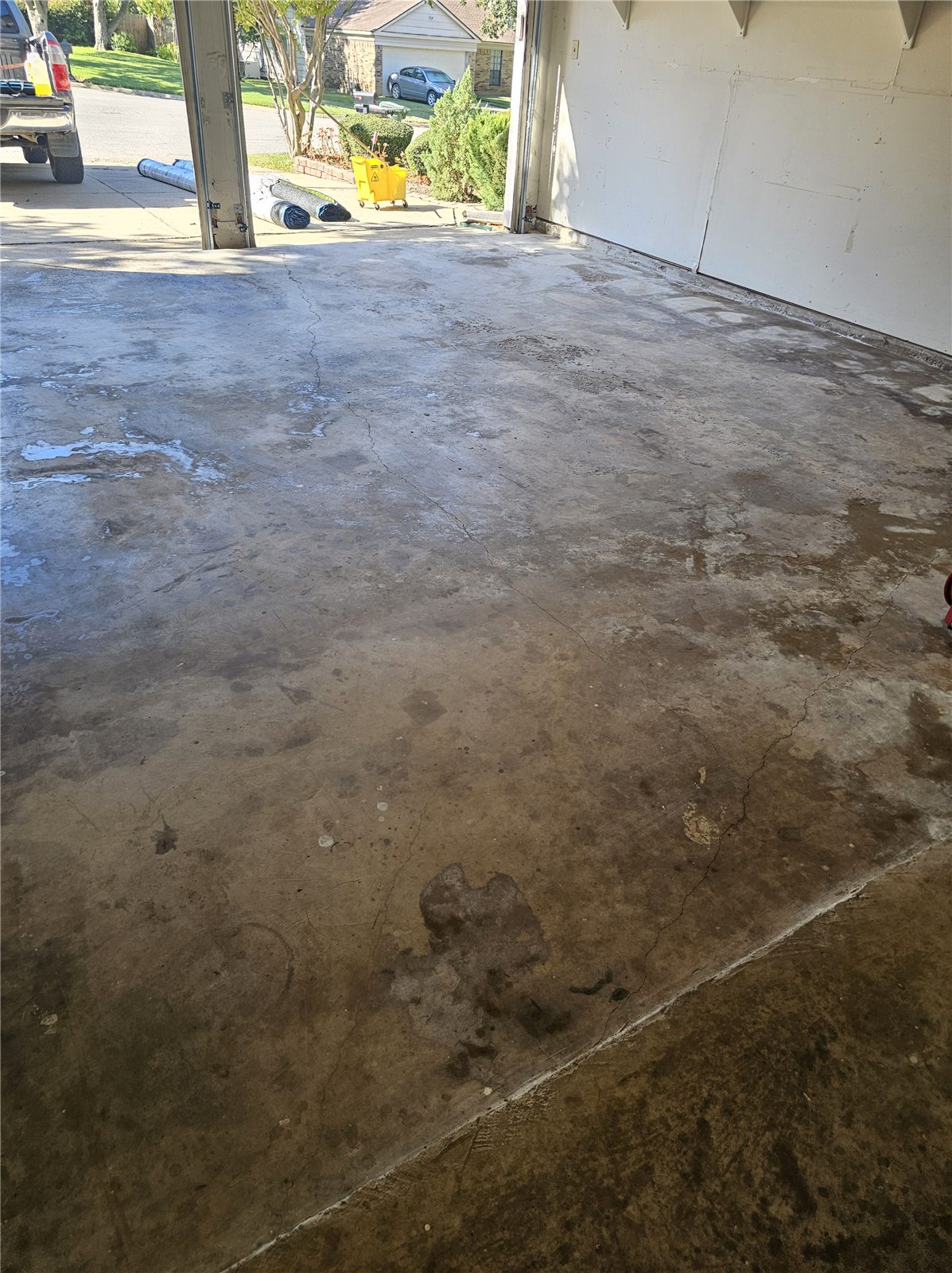 Garage floor before epoxy coating